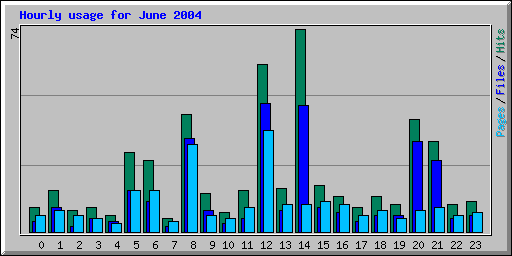 Hourly usage for June 2004